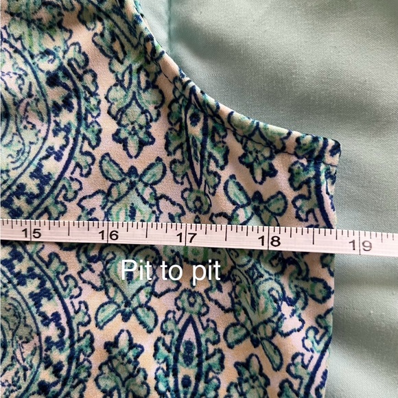 Raffaella Women’s Blue/Green Print Asymmetrical Tank Top - Picture 8 of 10